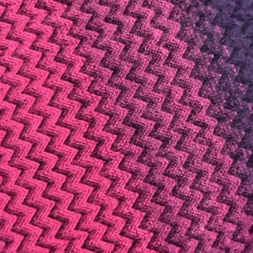 Scottish 100% Cashmere Zig Zag Scarf 70x12 Made In Scotland Pink Blue Purple